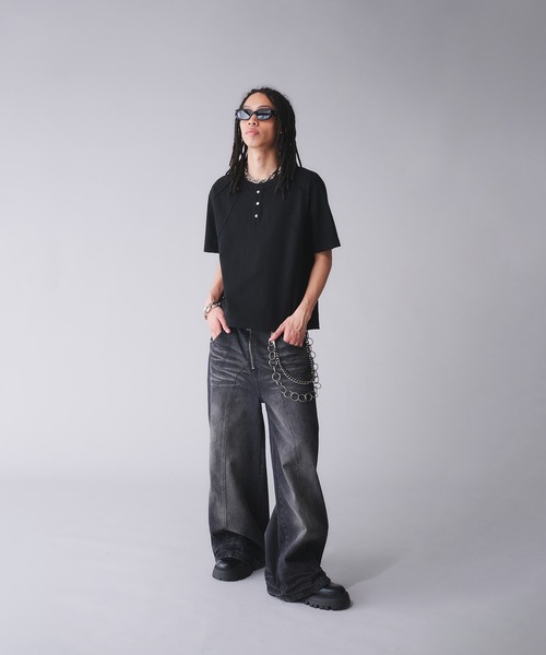 「ANDER HUNK」 半袖Tシャツ MEDIUM ブラック メンズ_画像5
