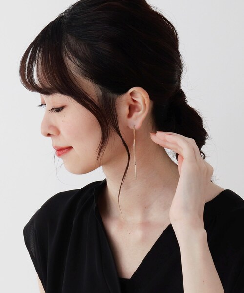 COCOSHNIK（ココシュニック） ピアス K10コンパクトチェーン フリンジ