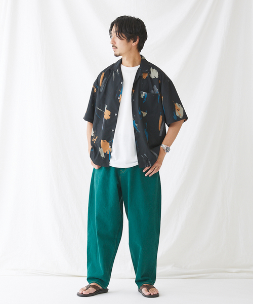 JOURNAL STANDARD シャツ SPLASH P/SLUB オープンカラー柄シャツ