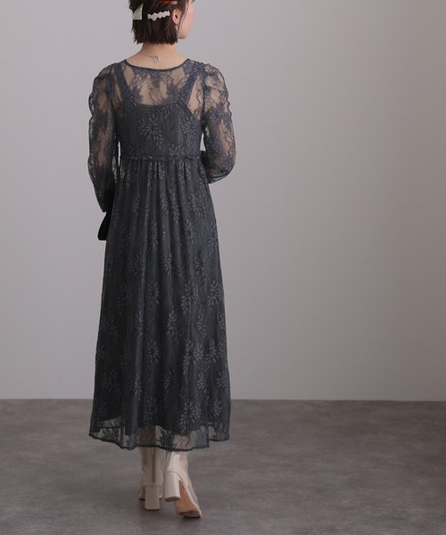 atlo（アトロ） ドレス 袖あり＆ミモレ丈 パーティードレス レイヤード