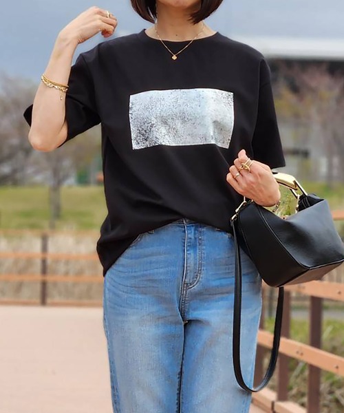 tシャツ 「新色追加！」シルクタッチスムース大人ロゴプリントTシャツ レディースの画像