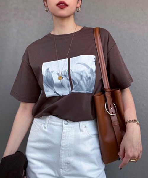 tシャツ 「新色追加！」シルクタッチスムース大人ロゴプリントTシャツ レディースの画像
