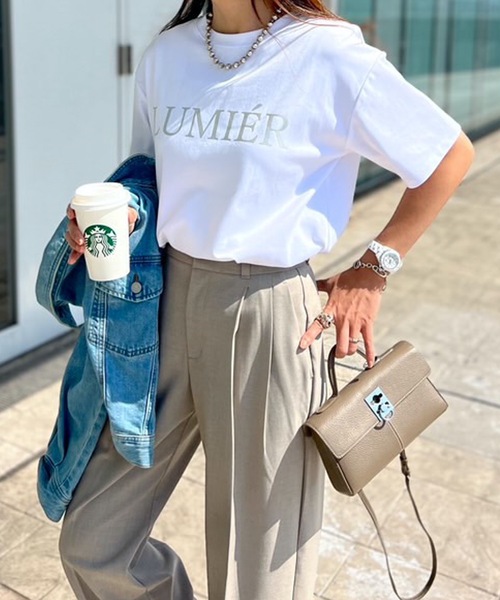 tシャツ 「新色追加！」シルクタッチスムース大人ロゴプリントTシャツ レディースの画像