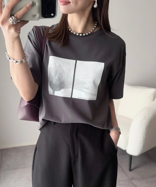 tシャツ 「新色追加！」シルクタッチスムース大人ロゴプリントTシャツ レディースの画像