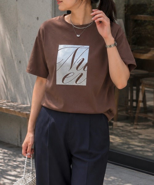 tシャツ 「新色追加！」シルクタッチスムース大人ロゴプリントTシャツ レディースの画像