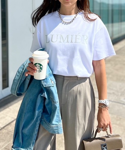 tシャツ 「新色追加！」シルクタッチスムース大人ロゴプリントTシャツ レディースの画像