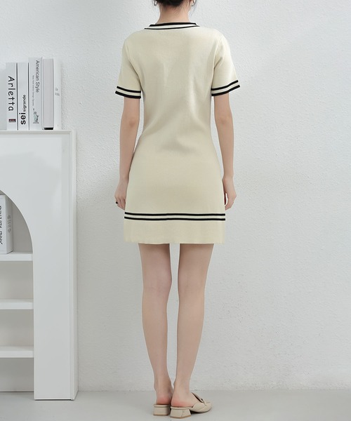 MAISON DE THERESE ワンピース バイカラーニットワンピース