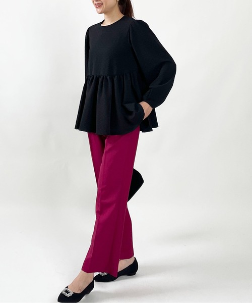 PICCIN PERLA ブラウス シャツ ハート柄ペプラムブラウス レディース