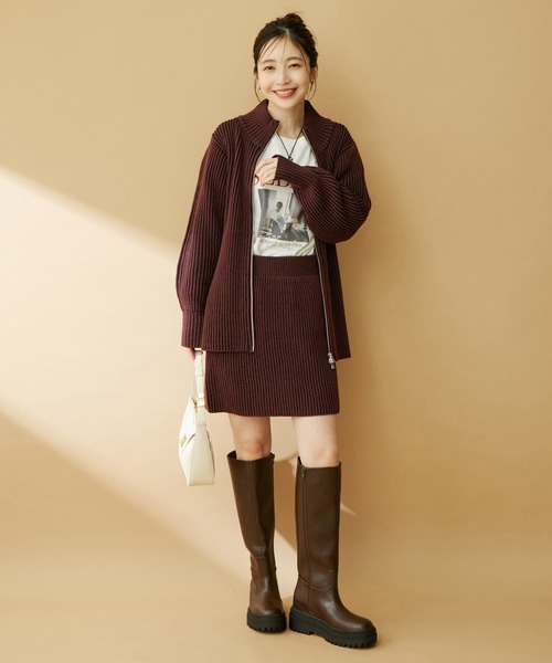 VIS（ビス） カーディガン 「洗える」ジップアップニットカーディガン