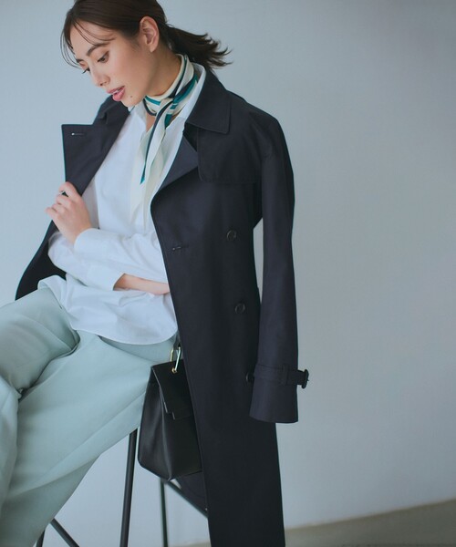 トレンチコート コート コットンポリエステルギャバジン ロング