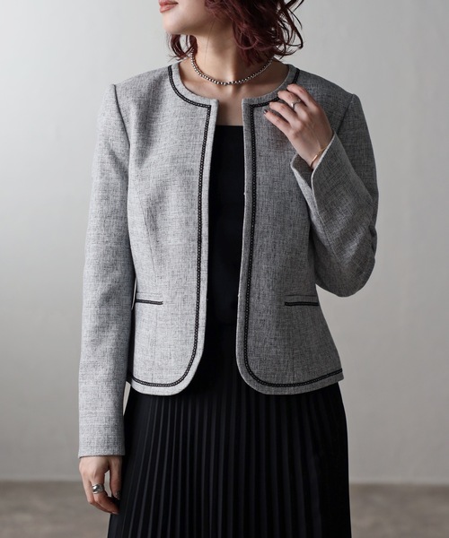 ＆HALF セットアップ カラミジャケット×プリーツスカート レディース