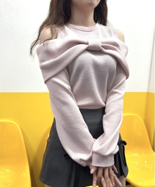 tシャツ ipugo/イプゴ 2WAYオフショルリブトップス レディース ipugo tシャツ ipugo/イプゴ 2WAYオフショルリブトップス