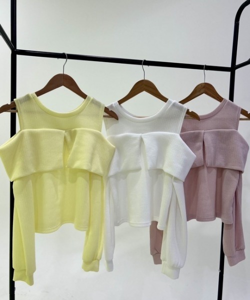 tシャツ ipugo/イプゴ 2WAYオフショルリブトップス レディース ipugo tシャツ ipugo/イプゴ 2WAYオフショルリブトップス