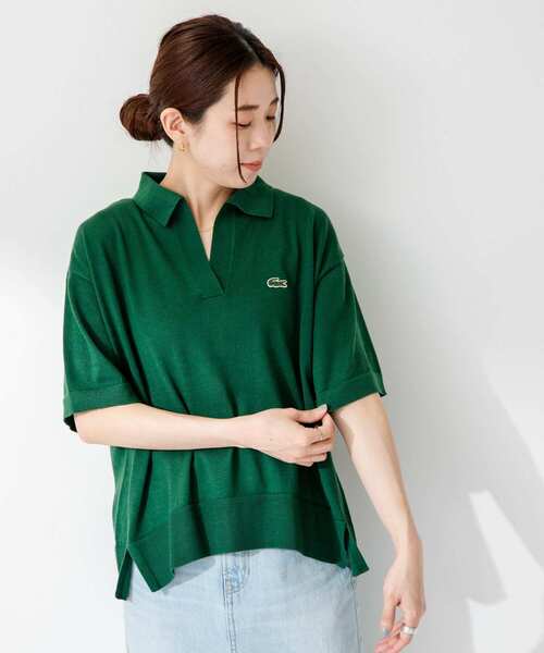 LACOSTE ラコステ ナチュラルダイスキッパーネックポロシャツ ブラウス LACOSTE ラコステ ナチュラルダイスキッパーネックポロシャツ
