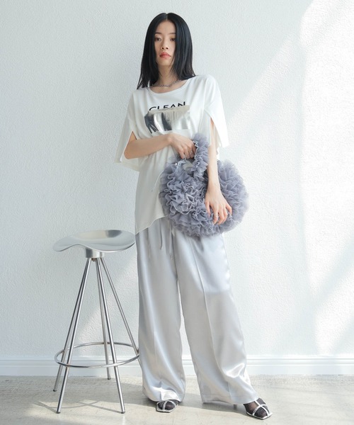 tシャツ シルバープリントロゴTシャツ レディースの画像
