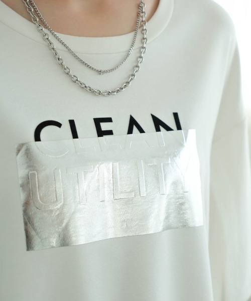 tシャツ シルバープリントロゴTシャツ レディースの画像