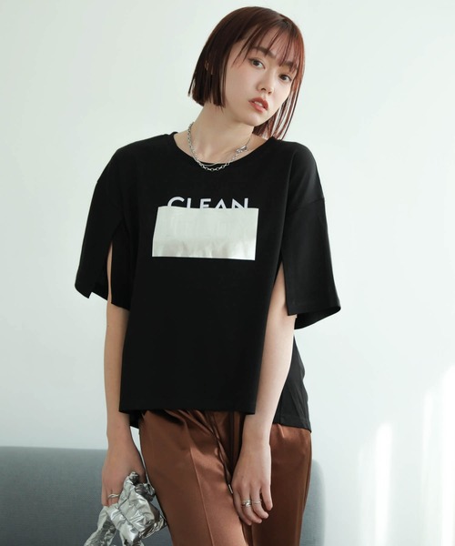 tシャツ シルバープリントロゴTシャツ レディースの画像