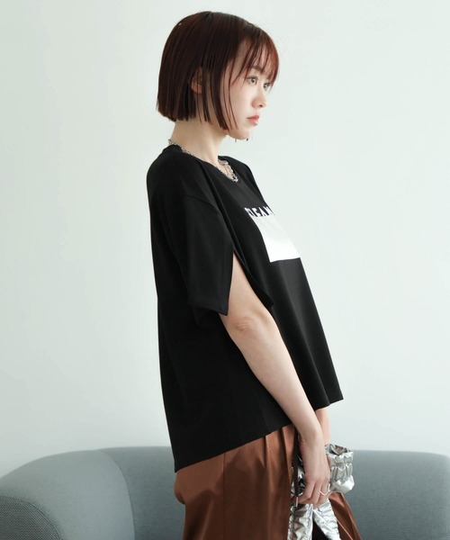 tシャツ シルバープリントロゴTシャツ レディースの画像