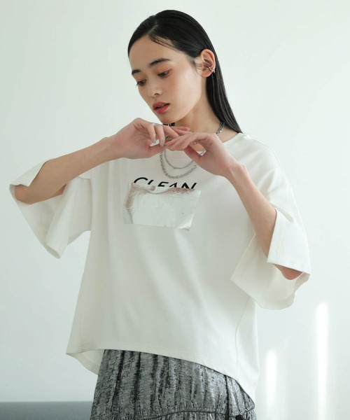 tシャツ シルバープリントロゴTシャツ レディースの画像