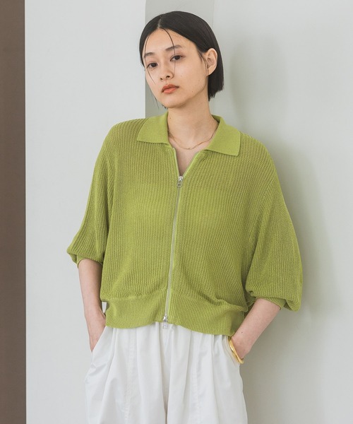 A part by カーディガン ペーパーヤーンZIPカーディガン_半袖  