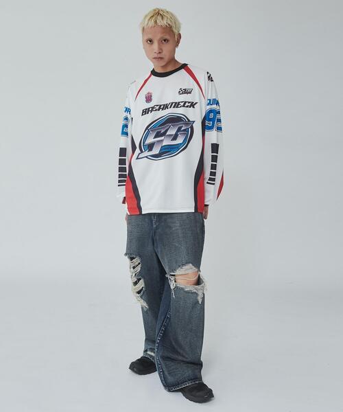 WEGO tシャツ WEGO/レーシングロゴメッシュロンT メンズ