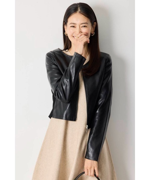 ノーカラージャケット レザー ベージュのおすすめ人気商品一覧 通販