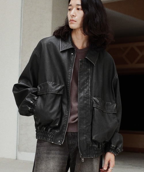 WYM LIDNM ブルゾン アウター ARTIFICIAL GRAIN SHORT BLOUSON
