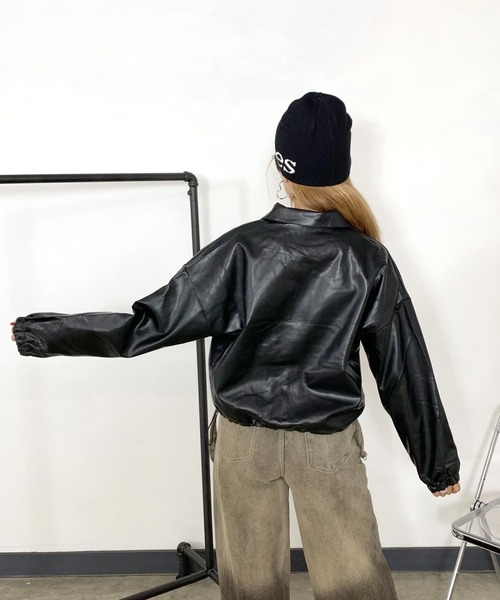 non-hedge（ノンヘッジ） ブルゾン アウター 合成皮革ショート丈