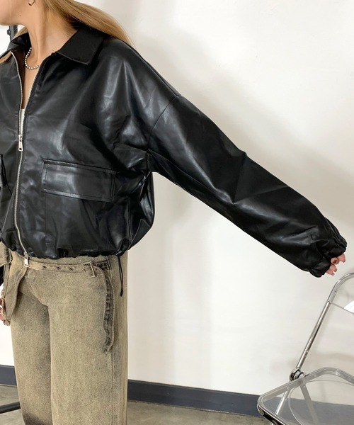 non-hedge（ノンヘッジ） ブルゾン アウター 合成皮革ショート丈