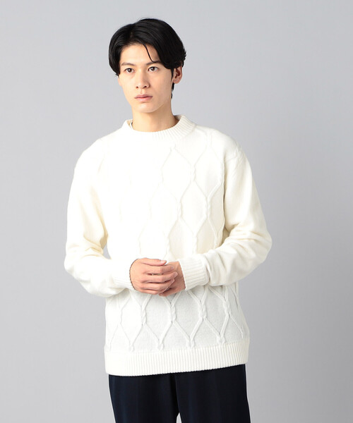 COMME CA MEN（コムサメン） セーター ニット ダイヤケーブル柄 クルー 