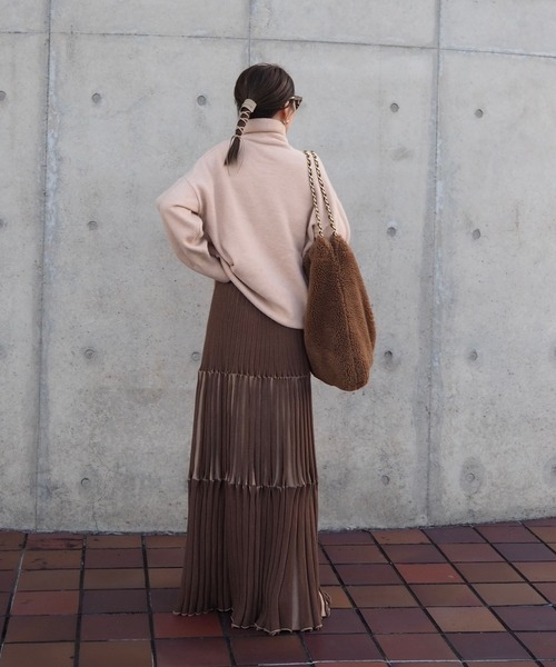 スカート BICOLOR KNIT SKIRT スカート bicolor pleats knit skirt /ティアードバイカラープリーツ