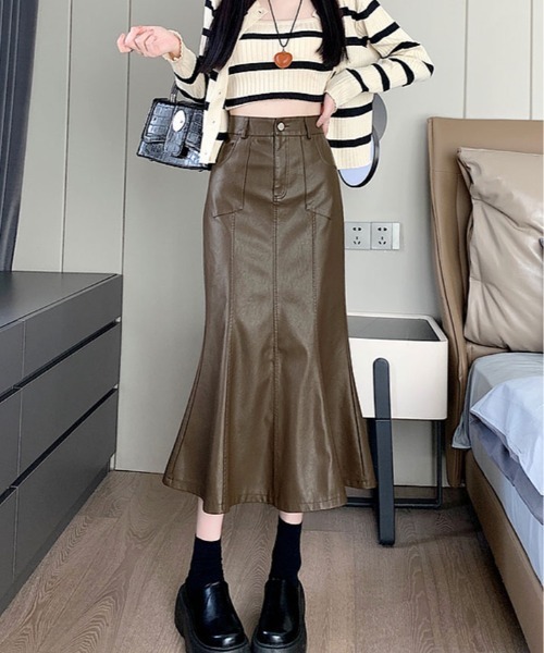 スカート フェイク レザー ミモレ丈 マーメイド : ZOZOTOWN Yahoo!店