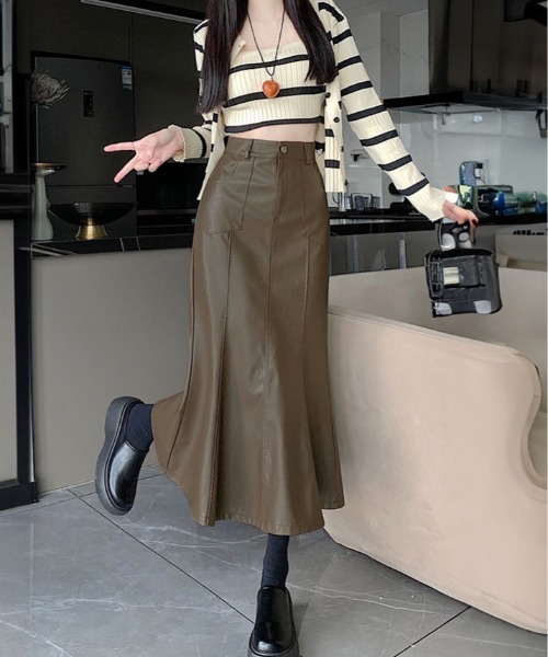 スカート フェイク レザー ミモレ丈 マーメイド : ZOZOTOWN Yahoo!店