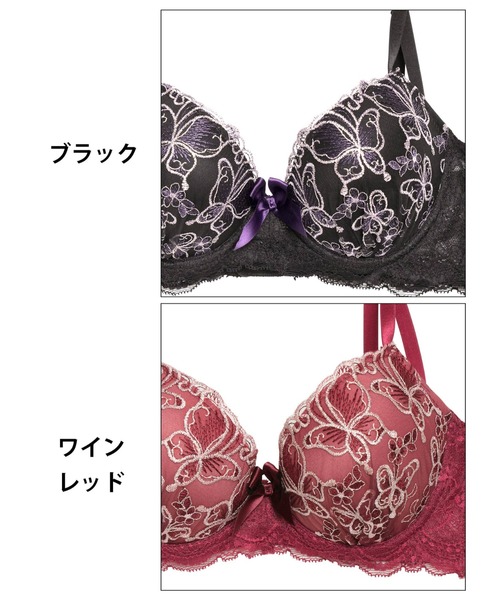 ブラジャー ショーツセット エレガント シャイニー バタフライ 育乳 脇