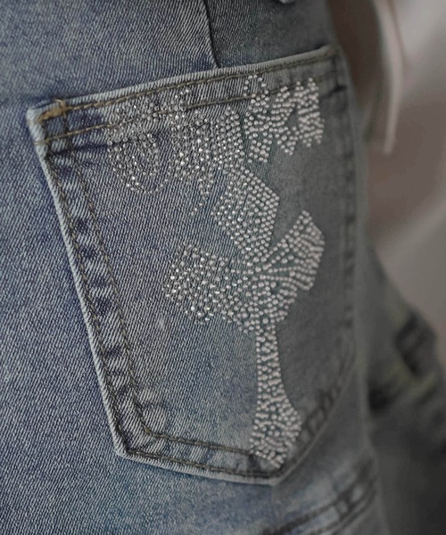 POMME d'amour　ラインストーンデニムスカート original/再入荷】rhinestone denim skirt | POMME d'amour