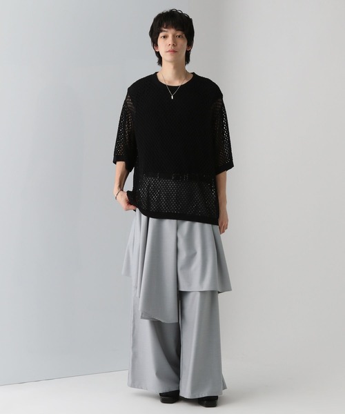はらぺこ商店　レイヤードパンツ【harapeco】 Wrap Wide Pants-グレー | harapeco Store