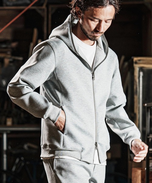 wjk reluxe パーカー mpa3721-cardboard knit zip up hoodie