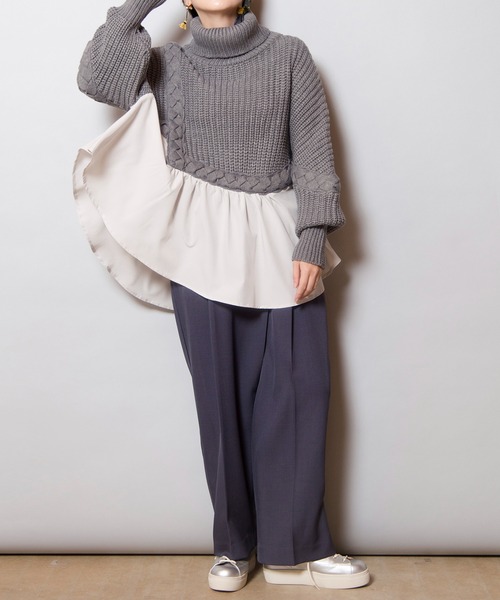 「OSMOSIS」 タートルネックニット ONE SIZE ブラック レディース_画像9