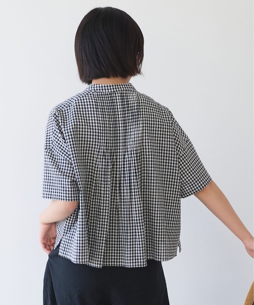 ビュルデサボン　ギンガムチェックブラウス bulle de savon ブラウス シャツ gingham pin tuck レディース