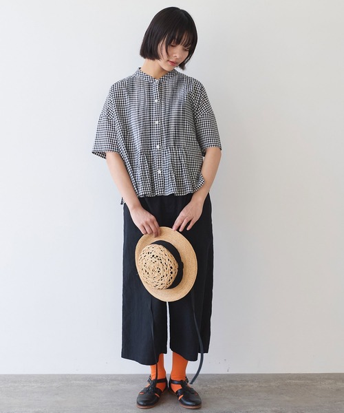 bulle de savon ブラウス シャツ gingham pin tuck レディース