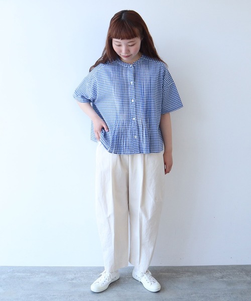 bulle de savon ブラウス シャツ gingham pin tuck レディース