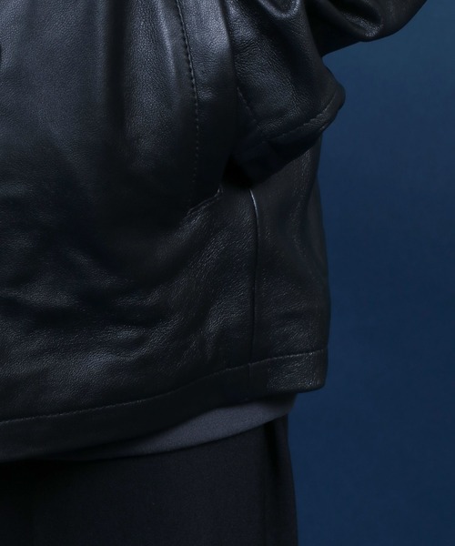 ANPAS ブラックレザーピーコート LL ANPAS（アンパス） pコート ピーコート Sheepskin Leather Pea Coat/羊