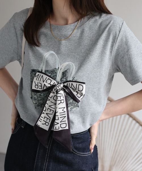 sakishimatokyo tシャツ 半袖 ドッキングリボントップス/Tシャツ/半袖