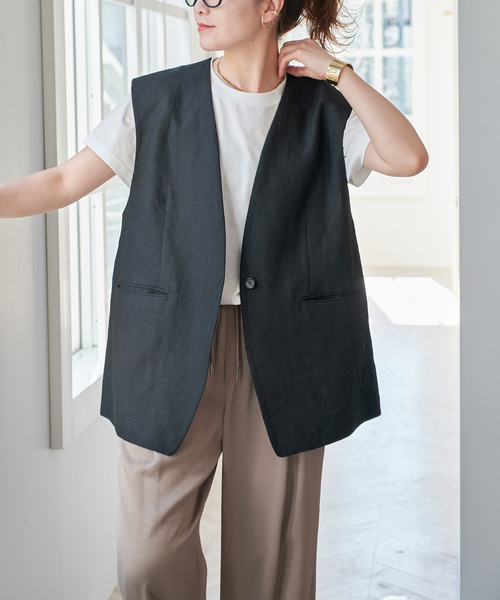 値下げ　Spick and Span リネンベスト Spick & Span｜リネンコットンリブニットベスト | Rakuten