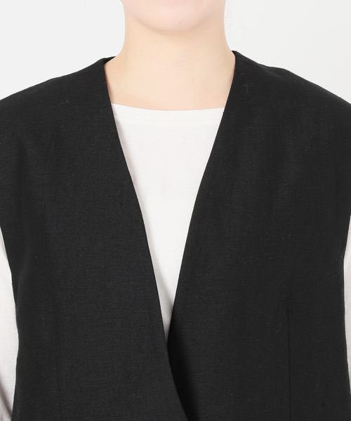 Spick＆Span ベスト ジレ リネンキャンバスVカラージレ
