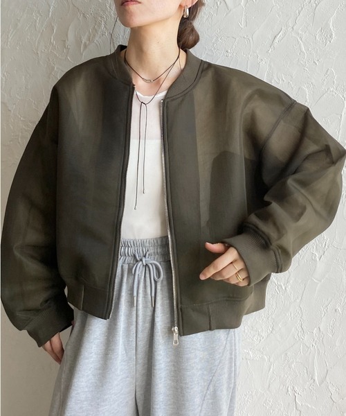 美品✨エブール エアリーダンボールノーカラージャケット ブルゾン ジップ 黒 M She's Closet ブルゾン アウター ノーカラー長袖ショート丈