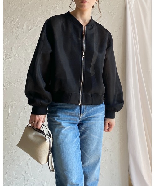 シップス　ダンボール　ショート羽織り　アウター　ノーカラー　ブラック　レディース ショートジャケット レディース 秋冬 ショートコート 40代 50代