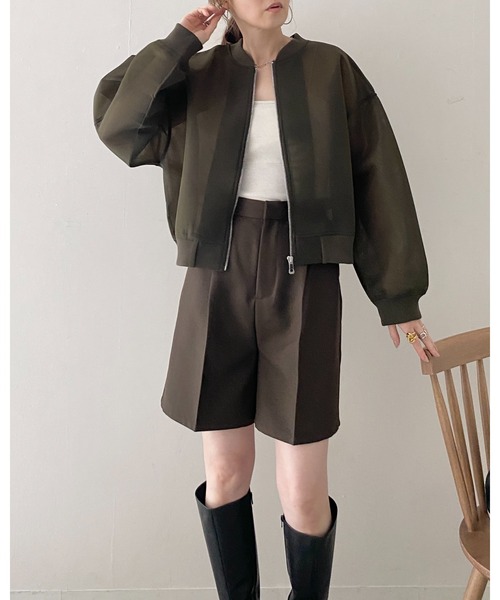 【ADORE】ノーカラー ジップアップ ウールブルゾン　M(38) ADORE】ノーカラー ジップアップ ウールブルゾン M(38) ADORE