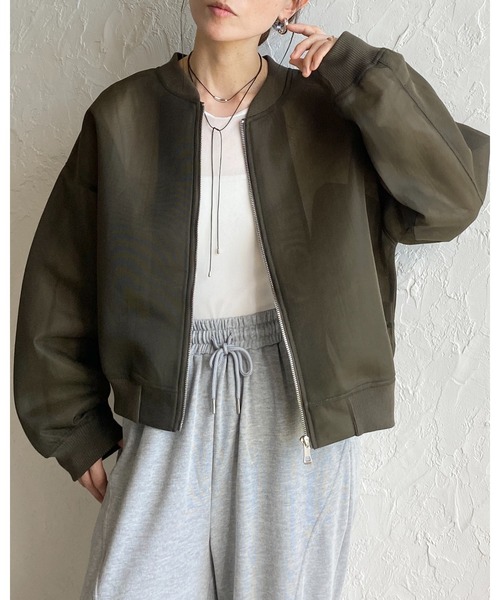 【ADORE】ノーカラー ジップアップ ウールブルゾン　M(38) PECOLAMB ウール カシミヤ スタンドカラー ジップブルゾン