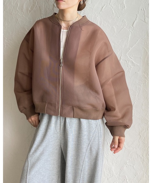 She's Closet ブルゾン アウター ノーカラー長袖ショート丈ジップ